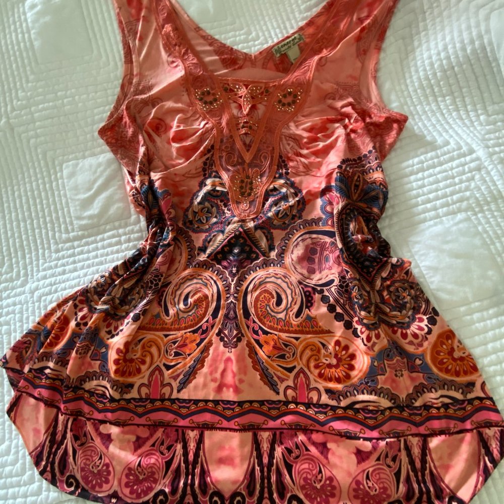 EUC~Energe World Wear tank top w embellishment-Sz S